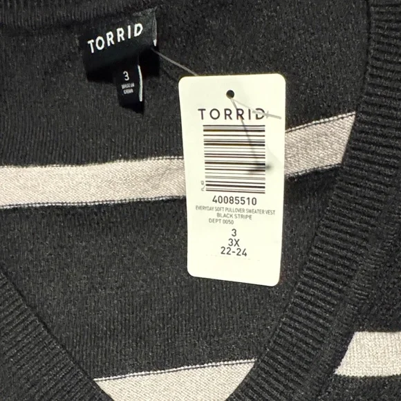 Torrid Black Striped Sweater Vest - Picture 5 of 5